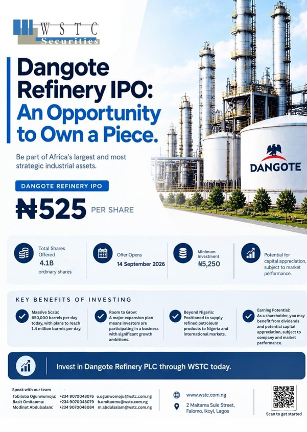 WSTC Dangote Refinery IPO campaign artwork